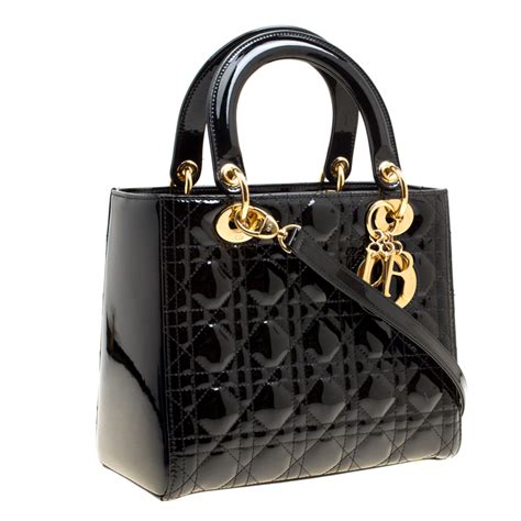 mini lady dior patent black|Lady Dior designer bag.